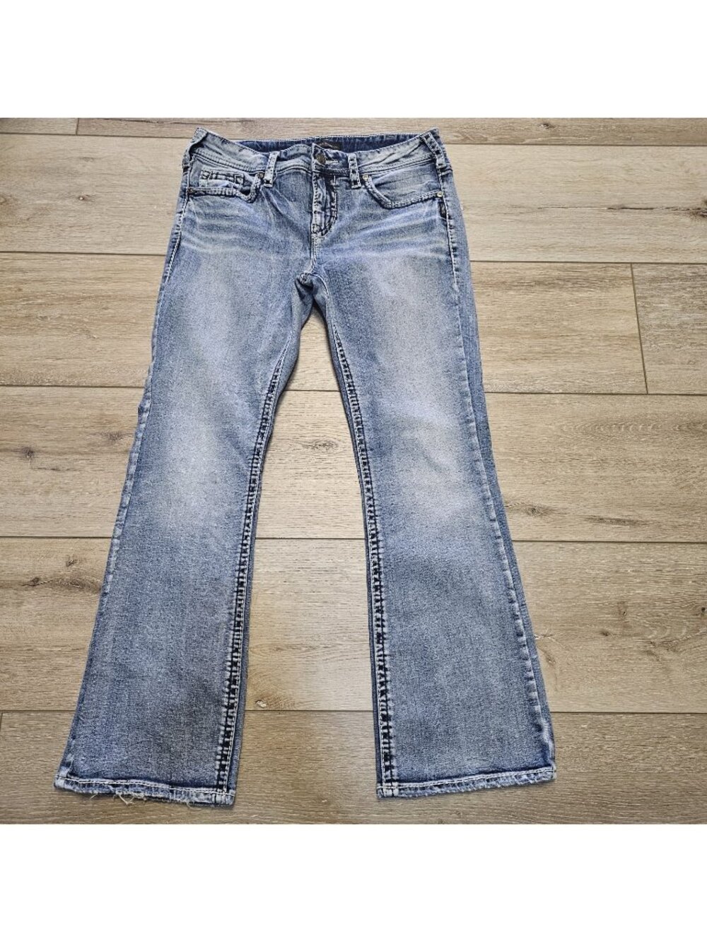 Silver Jeans Co Women 32x31 Suki Mid Rise Bootcut Blue Denim Pants Regular